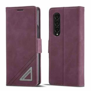 For Samsung Galaxy Z Fold4 Forwenw Dual-side Buckle Leather Phone Case(Wine Red)