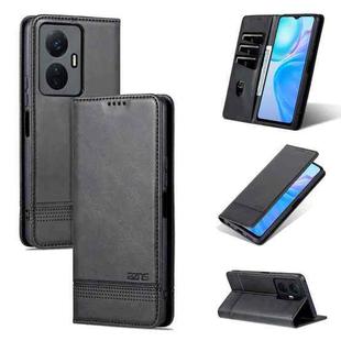 For vivo Y77e/Y77 5G Global AZNS Magnetic Calf Texture Leather Phone Case(Black)