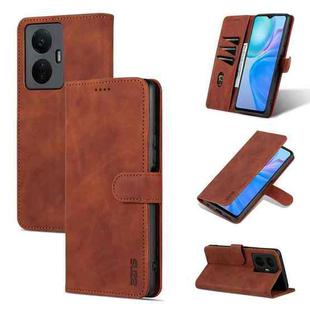 For vivo Y77e/Y77 5G Global AZNS Skin Feel Calf Texture Horizontal Flip Leather Phone Case(Brown)