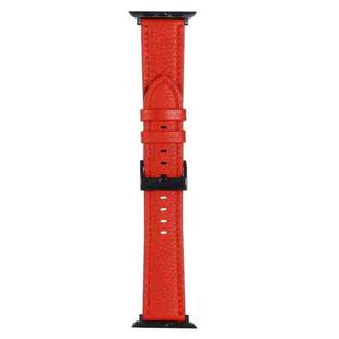Litchi Texture Leather Watch Band For Apple Watch Ultra 49mm / Series 8&7 45mm / SE 2&6&SE&5&4 44mm / 3&2&1 42mm(Red)