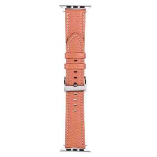 Litchi Texture Leather Watch Band For Apple Watch Ultra 49mm / Series 8&7 45mm / SE 2&6&SE&5&4 44mm / 3&2&1 42mm(Coral Red)