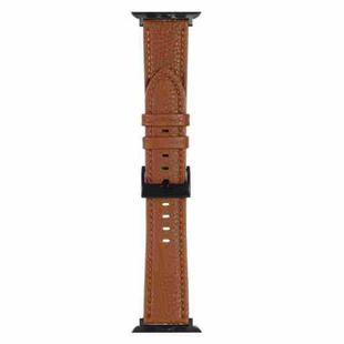 Litchi Texture Leather Watch Band For Apple Watch Series 8&7 41mm / SE 2&6&SE&5&4 40mm / 3&2&1 38mm(Dark Brown)