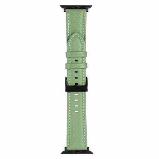 Litchi Texture Leather Watch Band For Apple Watch Series 8&7 41mm / SE 2&6&SE&5&4 40mm / 3&2&1 38mm(Avocado Green)