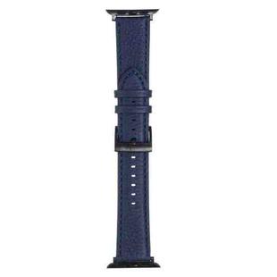 Litchi Texture Leather Watch Band For Apple Watch Series 8&7 41mm / SE 2&6&SE&5&4 40mm / 3&2&1 38mm(Midnight Blue)