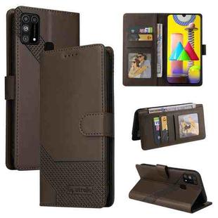 For Samsung Galaxy M31 GQUTROBE Skin Feel Magnetic Leather Phone Case(Brown)