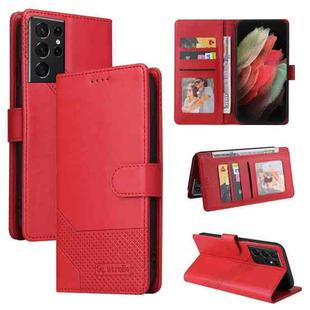 For Samsung Galaxy S21 Ultra 5G GQUTROBE Skin Feel Magnetic Leather Phone Case(Red)