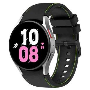 For Samsung Galaxy Watch5 / Watch5 Pro /  Watch4 Leather Texture Silicone Watch Band(Black+Green)