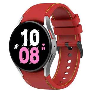 For Samsung Galaxy Watch5 / Watch5 Pro /  Watch4 Leather Texture Silicone Watch Band(Red+Green)