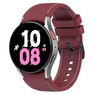 For Samsung Galaxy Watch5 / Watch5 Pro /  Watch4 Leather Texture Silicone Watch Band(Wine Red+White)