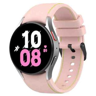 For Samsung Galaxy Watch5 / Watch5 Pro /  Watch4 Leather Texture Silicone Watch Band(Light Pink + Green)