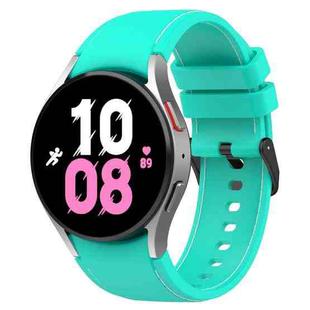 For Samsung Galaxy Watch5 / Watch5 Pro /  Watch4 Leather Texture Silicone Watch Band(Teal+White)