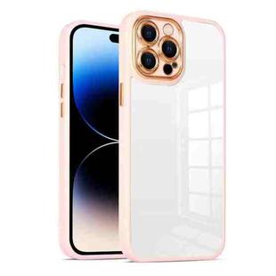 For iPhone 14 Pro Max Cat-eye Electroplating TPU + Acrylic Phone Case For iPhone 14 Pro(Orange)