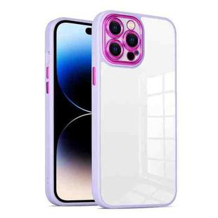 For iPhone 14 Pro Max Cat-eye Electroplating TPU + Acrylic Phone Case (Purple)
