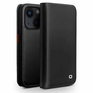 For iPhone 14 QIALINO Business Horizontal Flip PU Phone Case (Black)