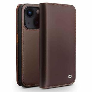 For iPhone 14 QIALINO Business Horizontal Flip PU Phone Case (Brown)