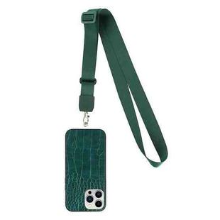 For iPhone 14 Pro Max Crossbody Lanyard Crocodile Texture Phone Case (Green)