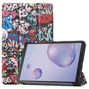 For Galaxy Tab A 8.4 (2020) Colored Drawing Horizontal Flip Leather Case, with Three-folding Holder(Graffiti)
