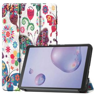 For Galaxy Tab A 8.4 (2020) Colored Drawing Horizontal Flip Leather Case, with Three-folding Holder(Colorful Butterfly)
