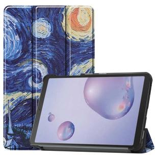 For Galaxy Tab A 8.4 (2020) Colored Drawing Horizontal Flip Leather Case, with Three-folding Holder(Starry Sky)