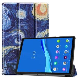 For Lenovo M10 Plus TB-X606F Colored Drawing Horizontal Flip Leather Case, with Three-folding Holder & Sleep / Wake-up Function(Starry Sky)