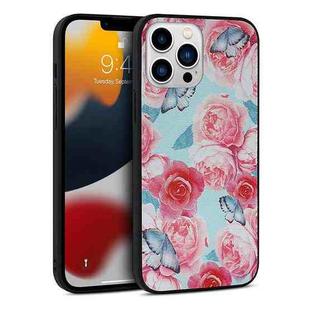 For iPhone 11 Pro Flowers Pattern Leather Phone Case (Sky Blue)