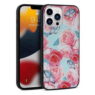 For iPhone 11 Pro Max Flowers Pattern Leather Phone Case (Sky Blue)