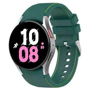 For Samsung Galaxy Watch5 / Watch5 Pro /  Watch4 Universal Leather Texture Silicone Watch Band(Dark Green+Green)
