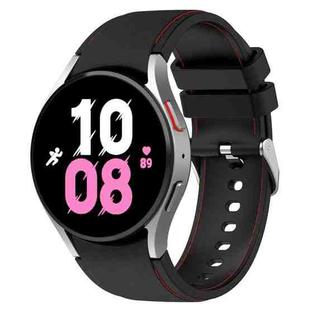 For Samsung Galaxy Watch5 / Watch5 Pro /  Watch4 Universal Leather Texture Silicone Watch Band(Black+Red)