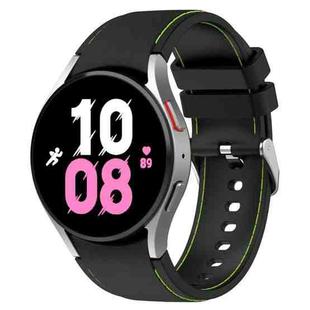 For Samsung Galaxy Watch5 / Watch5 Pro /  Watch4 Universal Leather Texture Silicone Watch Band(Black+Green)