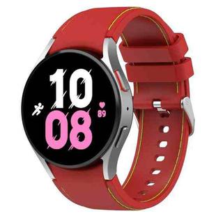 For Samsung Galaxy Watch5 / Watch5 Pro /  Watch4 Universal Leather Texture Silicone Watch Band(Red+Green)