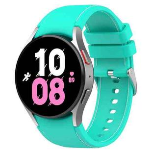 For Samsung Galaxy Watch5 / Watch5 Pro /  Watch4 Universal Leather Texture Silicone Watch Band(Teal+White)