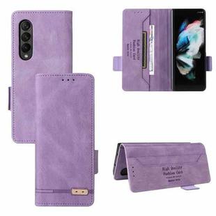 For Samsung Galaxy Z Fold4 Magnetic Clasp Flip Leather Phone Case(Purple)