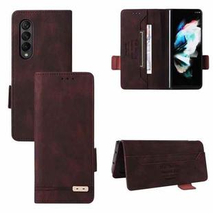 For Samsung Galaxy Z Fold4 Magnetic Clasp Flip Leather Phone Case(Brown)