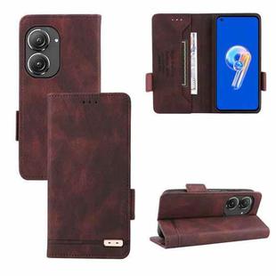 For Asus Zenfone 9 Magnetic Clasp Flip Leather Phone Case(Brown)