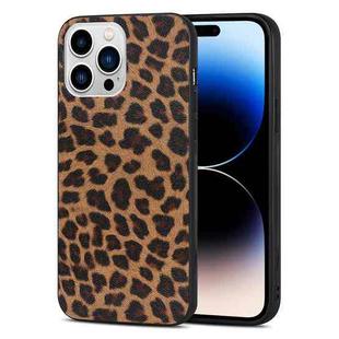 For iPhone 14 Pro TPU Leather Phone Case(Yellow Leopard Texture)