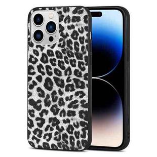 For iPhone 14 Pro Max TPU Leather Phone Case (White Leopard Texture)
