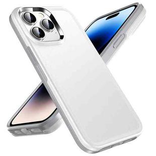 For iPhone 14 Pro Max Double Solid Color Armor Phone Case (White)
