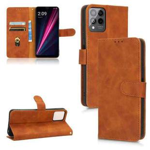 For T-Mobile Revvl 6 Pro 5G Skin Feel Magnetic Flip Leather Phone Case(Brown)