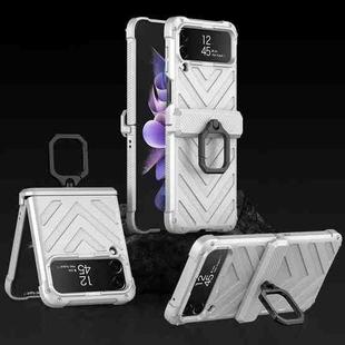 For Samsung Galaxy Z Flip4 GKK Sliding Camshield Magnetic Armor Flip Phone Case with Ring Holder(Silver)