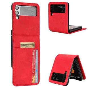 For Samsung Galaxy Z Flip3 5G Skin-feeling Half-split External Card Slot Folding Phone Case(Red)
