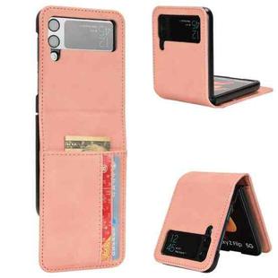 For Samsung Galaxy Z Flip4 5G Skin-feeling Half-split External Card Slot Folding Phone Case(Pink)