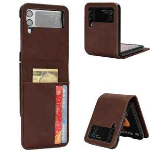 For Samsung Galaxy Z Flip4 5G Skin-feeling Half-split External Card Slot Folding Phone Case(Brown)