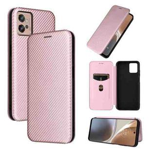 For Motorola Moto G32 Carbon Fiber Texture Flip Leather Phone Case(Pink)