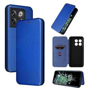 For OnePlus 10T 5G Carbon Fiber Texture Flip Leather Phone Case(Blue)