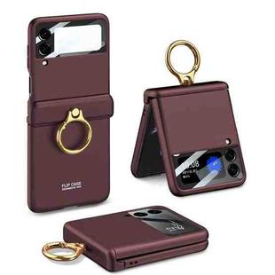 For Samsung Galaxy Z Flip4 GKK Magnetic Hinged Flip Case with Ring Holder(Dark Red)