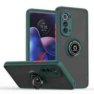 For Motorola Edge 2022 Q Shadow 1 Series TPU + PC Phone Case with Ring Holder(Dark Green)