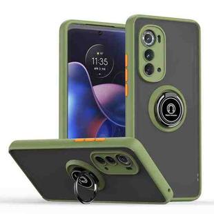 For Motorola Edge 2022 Q Shadow 1 Series TPU + PC Phone Case with Ring Holder(Green)