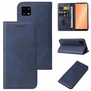 For Sharp Aquos Sense 4 Magnetic Closure Leather Phone Case(Blue)