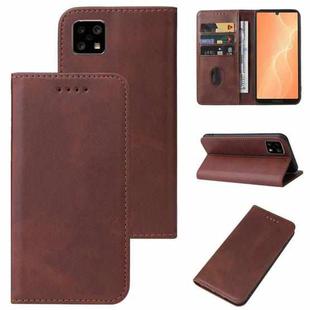 For Sharp Aquos Sense 4 Magnetic Closure Leather Phone Case(Brown)