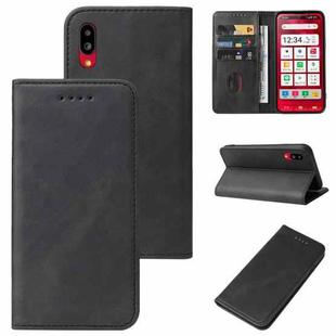 For Sharp Simple Sumaho 6A 201SH Magnetic Closure Leather Phone Case(Black)